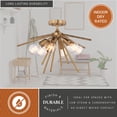 thumbnail image 5 of Estelle 6-Light 24 in. Wide Natural Brass Gold Mid-Century Modern Sputnik Semi Flush Mount Lighting Fixture Low Ceilings, 5 of 11