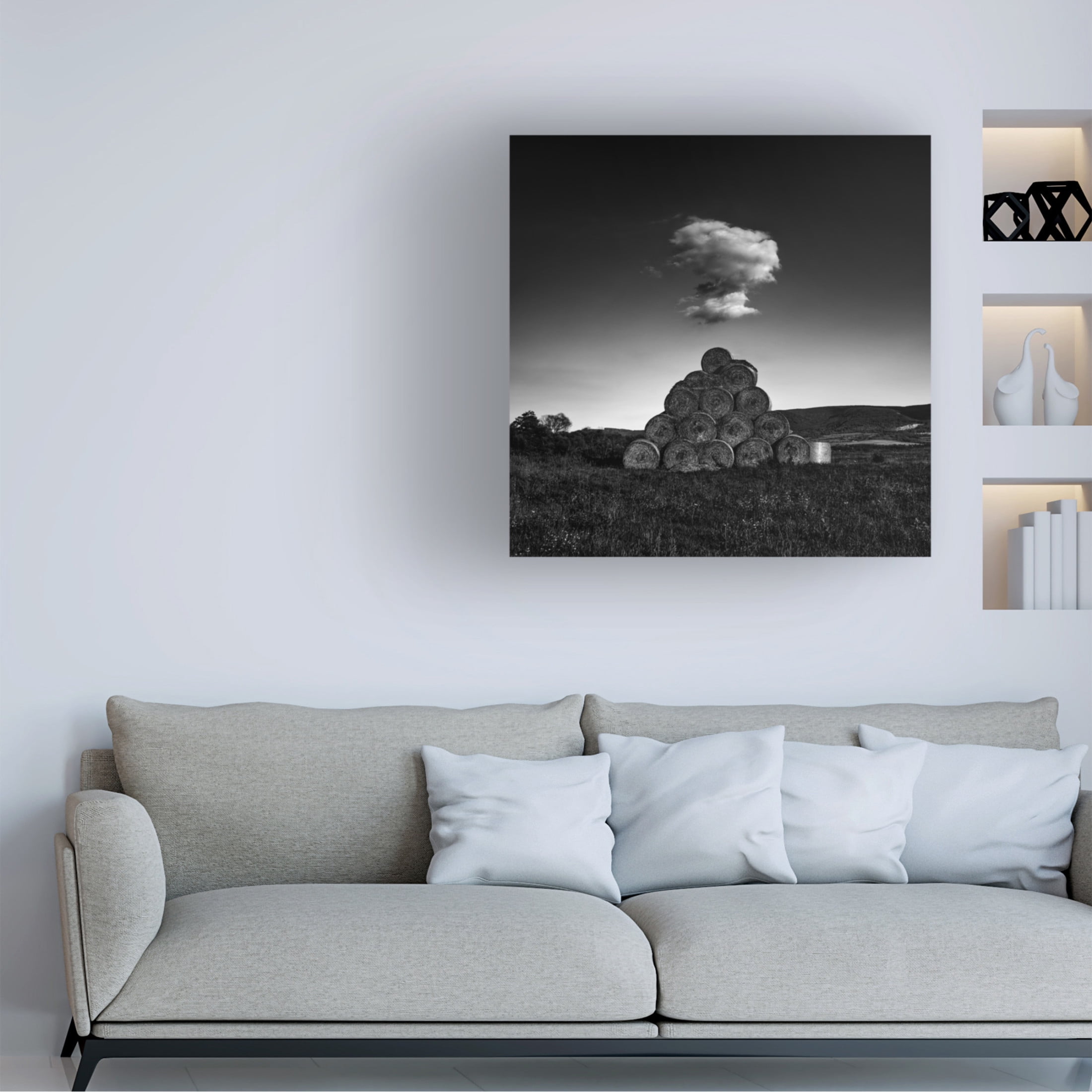 Canvas Wall Art - Karol Vazan 'Hay Bales' Wall Art for Living Room, Bedroom, or Office D?cor by Trademark Fine Art - 14 x 14 Inches