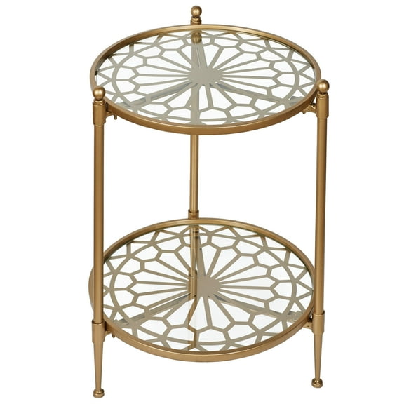 Luciano Round 2 Tier Accent Table Satin Gold
