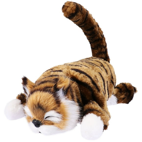 1pc Electric Plush Tumbling Cat Doll Adorable Simulated Cat Doll Cat Plush Toy Stuffed Animal Doll for Kids Children Without Battery(Dark Brown)