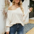 thumbnail image 2 of JINMGG V Neck Sweaters for Women Fall Winter Clearance,Women Casual Fashion Solid Out Pullover Long Sleeve V-Neck Sweater, 2 of 6