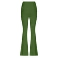 thumbnail image 6 of Gmluru Yoga Pants for Women Green Solid Color Tight Fitting Hip Shaping Flared Tummy Control, Non-See-Through L, 6 of 7