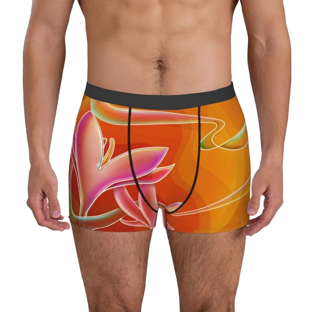 Fotbe Orange Flower Psychedelic Calzoncillos Tipo Boxer con Bolsa de Soporte Total para Hombre, X-Temp Fresco, Transpirable y de Secado Rápido-Small