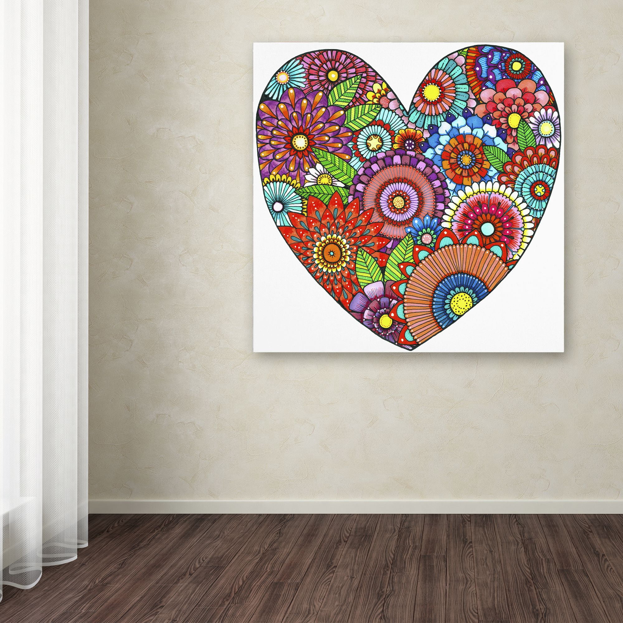 Trademark Fine Art "Floral Heart" Canvas Art by Hello Angel