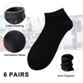 thumbnail image 2 of Xiao Hua Calcetines deportivos de malla finos para hombre, de primavera/verano, cortos, negros, 6 pares, 2 of 5