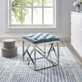 thumbnail image 5 of Modern Contemporary Urban Design Living Room Lounge Club Lobby Accent Chair Ottoman, Velvet Fabric Metal Steel, Blue, 5 of 5