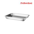 thumbnail image 1 of 1Pcs Grill Meat Deep Stainless Steel Tray Rectangle Kitchen Accessories Steamed Rice Sausage Plate Barbecue Tea Storage 27x20x4.8cm, 1 of 6