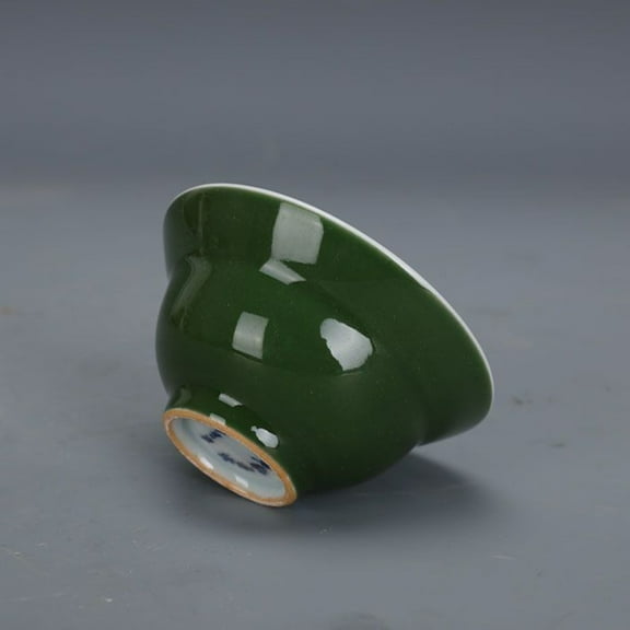 Army Green Glaze Porcelain Tea Cup Folding Waist Shape Vintage Gongfu Teacup Chinese Style Ceramic Tea Ware