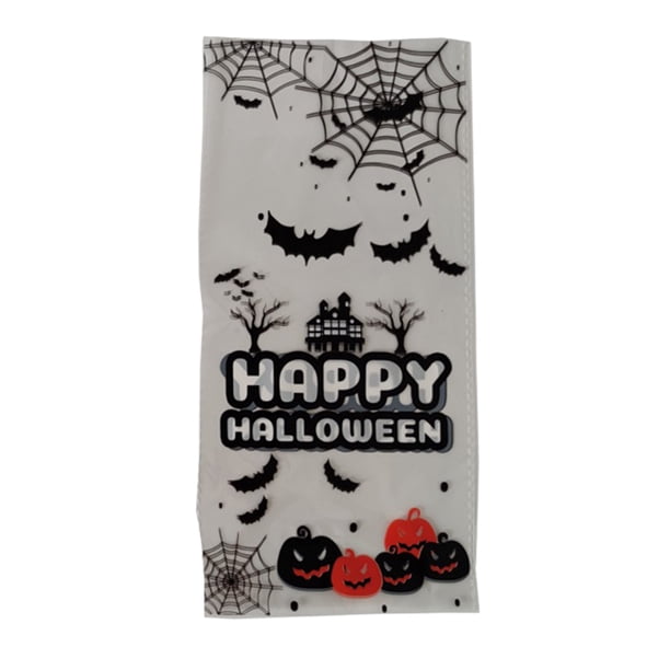 Inteprter 50 Uds bolsas de dulces de Halloween bolsas transparentes impresas para galletas bocadillos de Chocolate bolsa de embalaje para hornear Cocina y Comedor Halloween FELIZ Inteprter HA066989-01