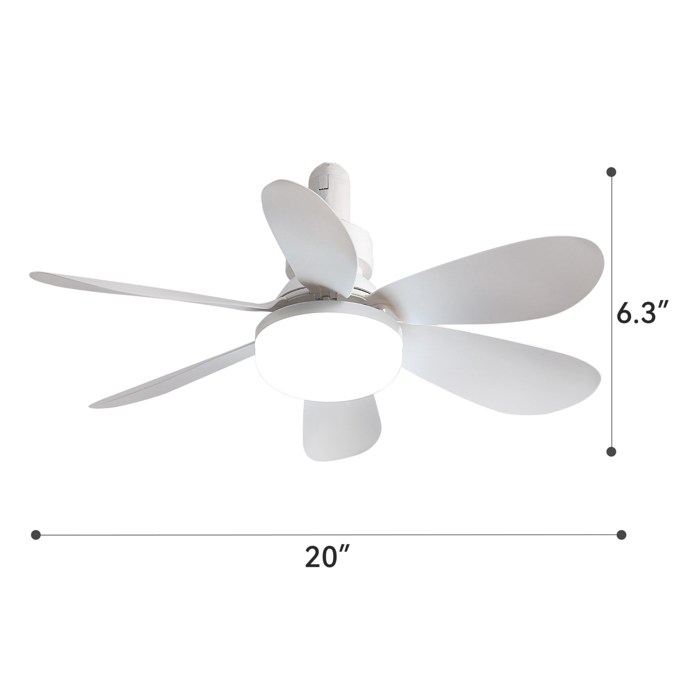 Sofucor Socket Fan Light with White, 20” Screw Ceiling Fans with Lights, E26 Base Small Ceiling Fan, Dimmable Socket Fan Ceiling Fan with Light