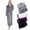 Gray, variant on Silver Lilly - Women's Full Length Plush Luxury Bathrobe - Jet Black, Small/Medium