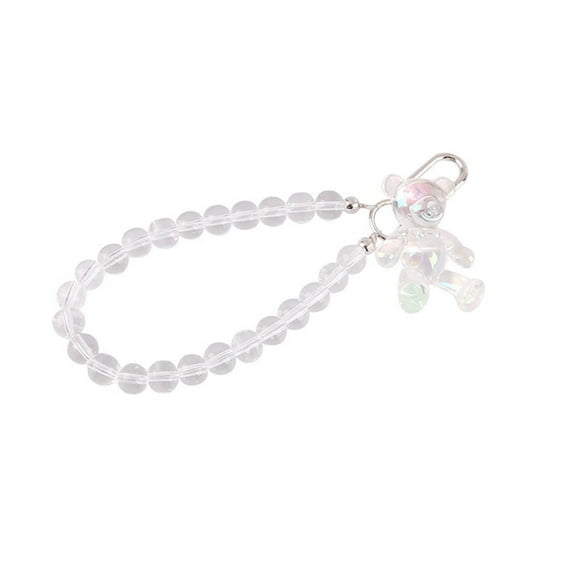 Kkkded Bear Pendant Keychain Luxury Transparent Beads Keychain, Bear Decor. Exquisite, Schoolbag & Shoulder Decoration.