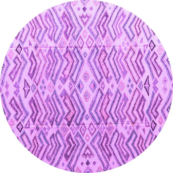 Ahgly Company Indoor Round Abstract Purple Modern Area Rugs, 3' Round