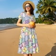 thumbnail image 4 of Rateoe different patchwork Pattern Women’s Short Sleeve Dress – Casual Elegant Summer A-Line Dress for Everyday Wear, 4 of 6