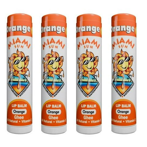 Miami Sun Anti-Aging Natural Lip Balms, Orange, Set of 4