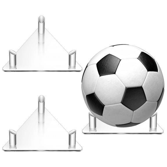 3 Pcs Clear Acrylic Football Display, Tabletop Sports Ball Holders, Pedestal for Basketball Soccer Volleyball, Elegant Transparent Base, Stable Collection Stand