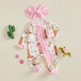 thumbnail image 4 of RUINIXCW Western Baby Cowgirl Outfit Newborn Baby Girl Hospital Going Home Outfit Spring Fall Winter Clothes Footed Romper Cactus Long Sleeve Jumpsuit, 4 of 9