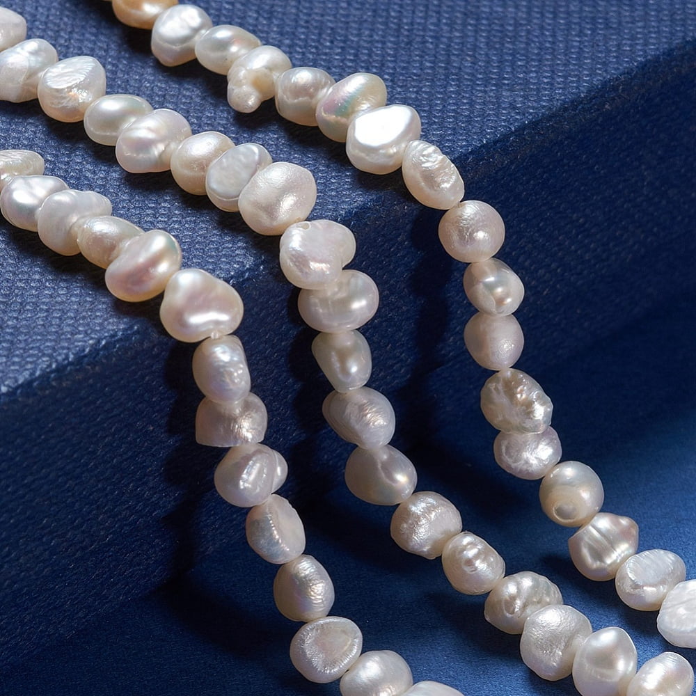 Natural Cultured Freshwater Pearl Beads Strands Two Sides Polished White 4.5~6.5x3~4x4~5.5mm Hole: 0.5mm about 39pcs/strand 7.09 inch(18cm) DIY
