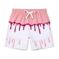 thumbnail image 2 of Boys Ice Cream Drip Print Swim Trunks With Built In Liner Side Pockets Quick Dry Beach Shorts For Summer Pool And Water Activities,Pink,150, 2 of 4