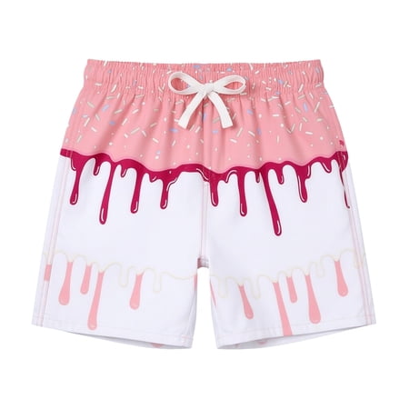 MEZZALL Boys Swimwear Bottoms Kids Summer Swim Trunks Ice Cream Print Beach Shorts For Outdoor Water Play And Pool Party Hawaii Swim Trunks