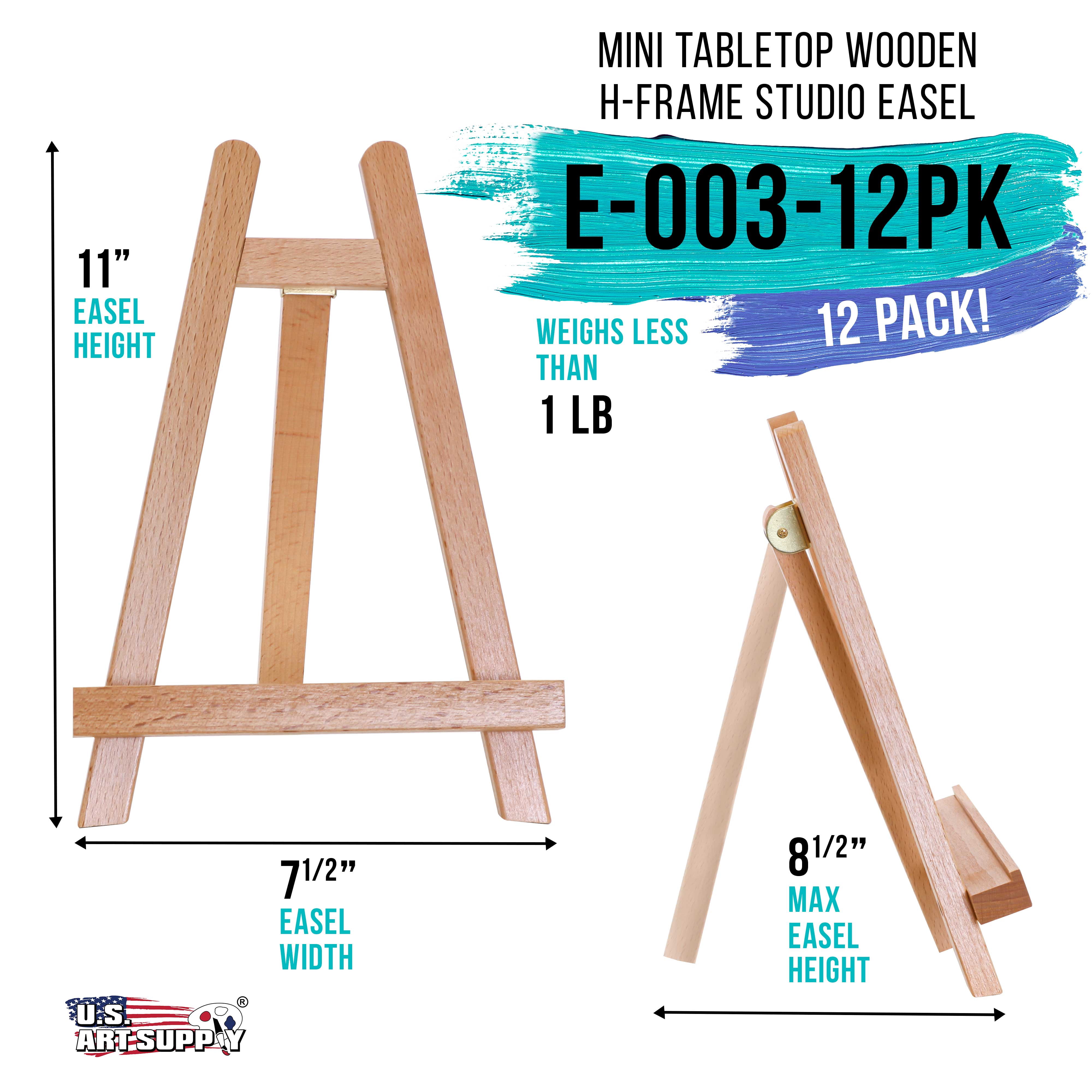 U.S. Art Supply 10.5" Tabletop Display Stand A-Frame Artist Easel (Pack of 12) Beechwood Tripod, Student Painting Holder