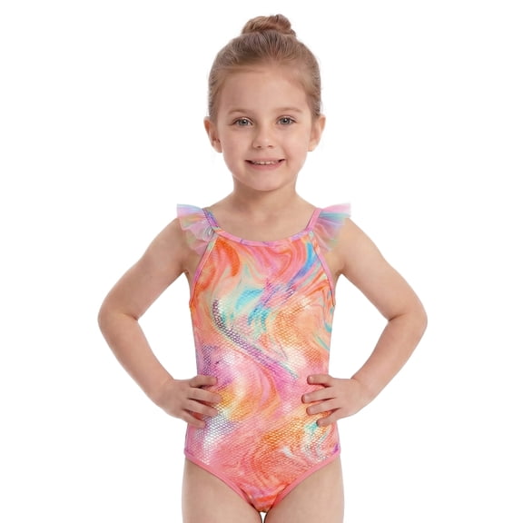 Girls One Piece Mermaid Swimwear Bikini Colorful Bathing Suits Cute Princess Beach Scale Print Swimsuit Size 5T