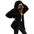 thumbnail image 4 of Wiyuqeen Womens Fuzzy Jacket Hooded Cardigan Open Front Sherpa Long Coat Solid Fleece Warm Fall Winter Outwear with Pockets, 4 of 9