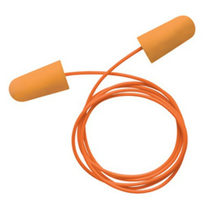 Orange Foam Corded Disposable Earplugs (2-pack)