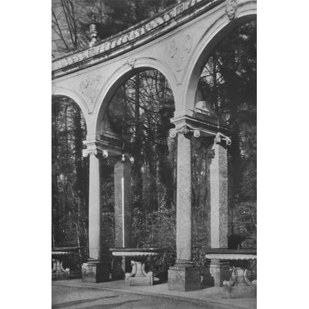 Cd Clarence Fountain - Detail of colonnade and fountains, Temple of Music, Versailles, France, 1924 Print Wall Art
