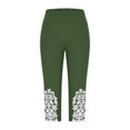 thumbnail image 4 of MLQIDK Yoga Capri Pants for Women Yoga Capri Pants Knee Length Elastic Waist Trendy Summer Pedal Pushers Dressy Casual Capri Leggings with Pockets Army Green S, 4 of 6