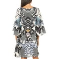 thumbnail image 2 of Sakkas Maris Women's Casual Shift 3/4 Sleeve Short Mini Dress A Line Print Silky - CTW288-White - One Size Regular, 2 of 5