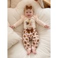 thumbnail image 5 of RUINIXCW Newborn Baby Girls My First Football Season Outfits Infant Baby Girl Fall Winter Clothes Long Sleeve Ruffle Romper and Pants Headband Set, 5 of 9