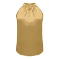 thumbnail image 6 of YUGYXL Womens Satin Silk Tank Top Sleeveless Mock Neck Keyhole Back Halter Shirt Dressy Casual Soft Comfy Plain Blouses Yellow S, 6 of 8
