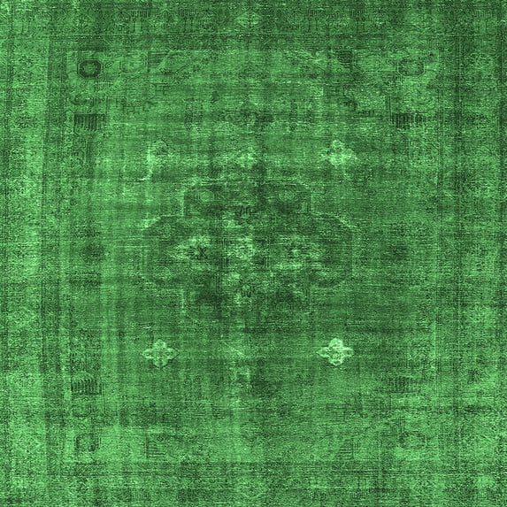 Ahgly Company Indoor Square Oriental Emerald Green Industrial Area Rugs, 8' Square