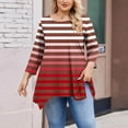 thumbnail image 3 of zbxnLI Womens Plus Size Tops 3/4 Sleeve Tunic Tops Striped Graphic Tee High Low Hem Dressy Blouses, 3 of 5