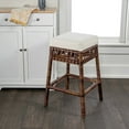 thumbnail image 2 of Bali 25.5" Bohemian Basics Rattan Backless Counter Stool, White Cushion with Dark Brown Woven Frame, 2 of 7
