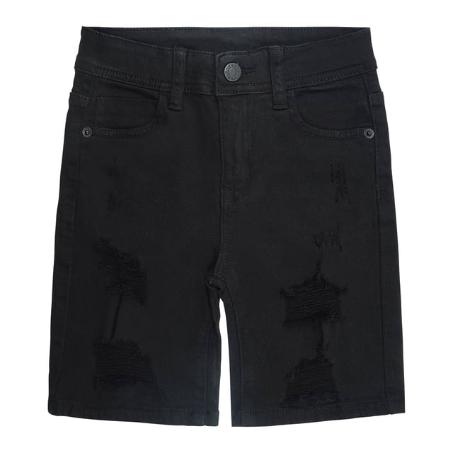 KIDSCOOL SPACE Boys Summer Denim Shorts, Ripped Soft Elastic Band Inside Half Jean Pants