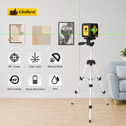 Globest Self-Leveling Laser Level, 100Ft/30M Green Cross Line Laser Level, Lazer Level 2 line laser for Construction and picture hanging, IP54 Waterproof, 360° Magnetic Base and Battery Included
