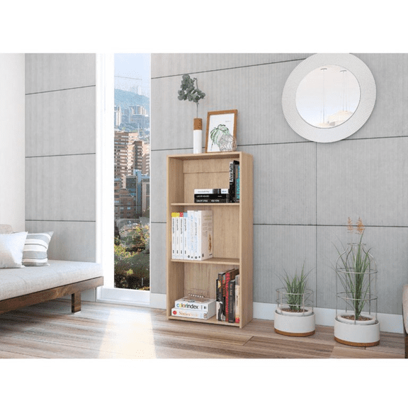 Librero Organizador Vertical con Entrepaños para Libros y Decoración Color Beige | Excelsior Leroy