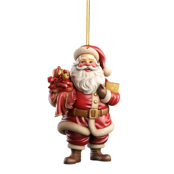 WUJGXI Funny Green Christmas Santa Pendant Acrylic Flat 2D Holiday Charm For Tree And Window Decor Festive Hanging Ornament For Xmas Party Gifts
