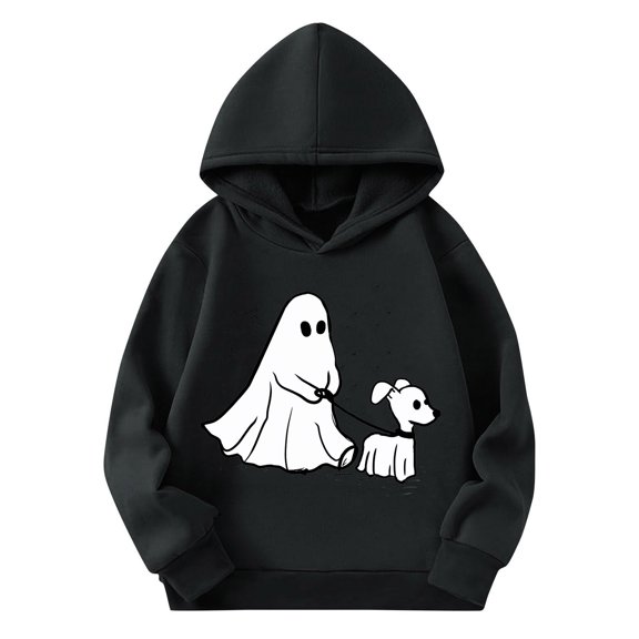 Hellosay Halloween Tops for Girls Ghost Long Sleeve Vacation Hoodie Pullover Holiday Dog Fall Festival Streetwear