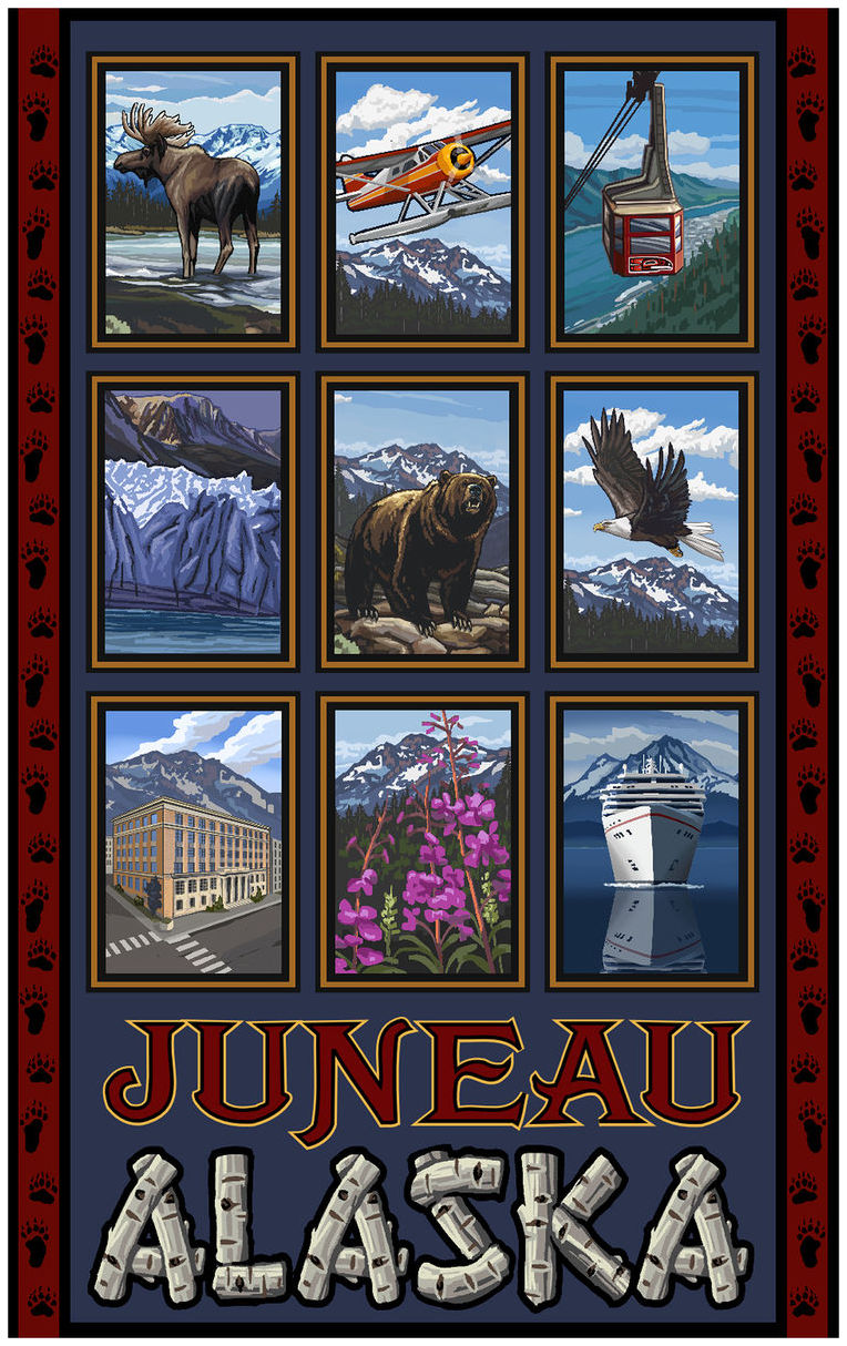 Juneau Alaska Collage Giclee Art Print Poster by Paul A. Lanquist (30