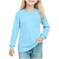 thumbnail image 2 of BLCHUNen Fall Tops for Girls Casual Lightweight Crew Neck Pullover Loungewear Long Sleeve Shirts with Pocket for 5-14 Years, 2 of 8