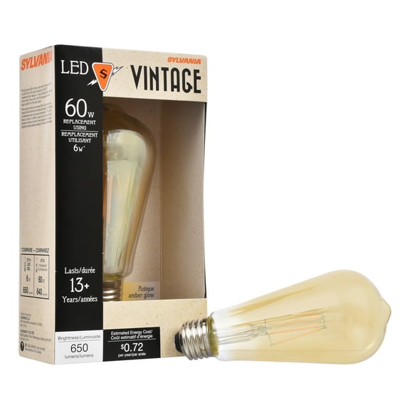 Sylvania Vintage LED Light Bulb, ST19, 6W (60W Equivalent), Warm White, 1-count