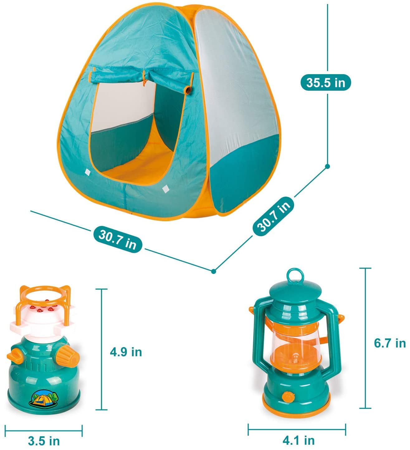 FUN LITTLE TOYS Kids Play Tent, Pop Up Tent with Kids Camping Gear Set,  Outdoor Toys Camping Tools Set for Kids, 18 Pieces