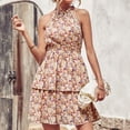 thumbnail image 3 of Vestido Corto Atractivo Vestido de cintura a la moda para mujer Traje diario con estampado floral y hombros descubiertos (Rosa XL) Ygjytge para Mujer Rosa T XL, 3 of 6