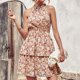thumbnail image 3 of Vestido Corto Atractivo Vestido de cintura a la moda para mujer Traje diario con estampado floral y hombros descubiertos (Rosa XL) Cgtredaw para Mujer Rosa T XL, 3 of 5