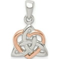 thumbnail image 1 of Sterling Silver Trinty Knot And Rose Tone Heart Pendant (15.45 X 12.35) Made In India qc9558, 1 of 6