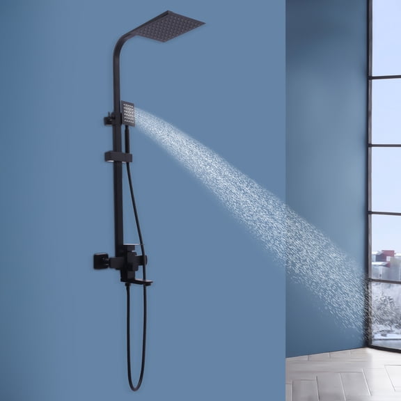Shower Faucet Set System Rainfall Shower Head Combo w/Mixer Valve Kit Wall Mount