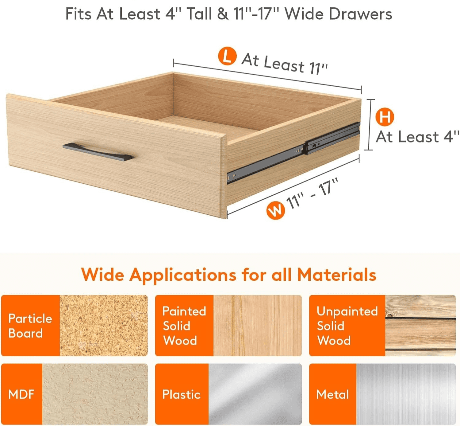 LLMRR 12 Pack Drawer Divider, 4" High, 11-17" Adjustable Drawer Dividers, Non-Slip Expandable Dresser Organizer for Baby Clothes, Bathroom, Bedroom, Kitchen and Office Storage, 12 Pack
